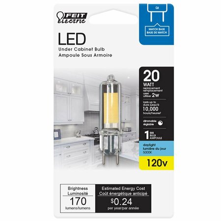 CLING 20 watt Equivalence 2 watt 170 Lumen G8 LED Bulb, Daylight CL3332928